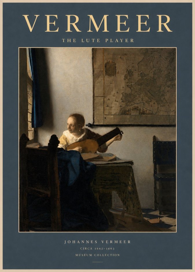 Vermeer The Lute Player No2 - Affiche