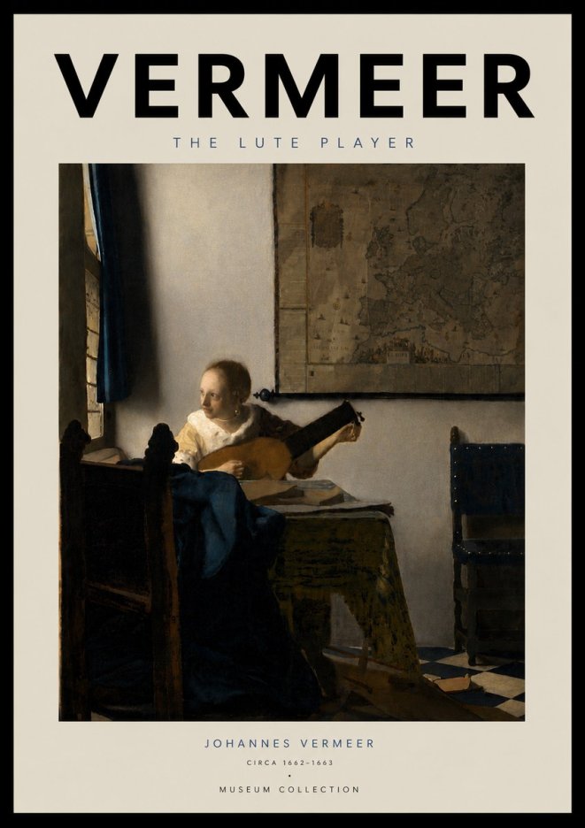 Vermeer The Lute Player No5 - Affiche