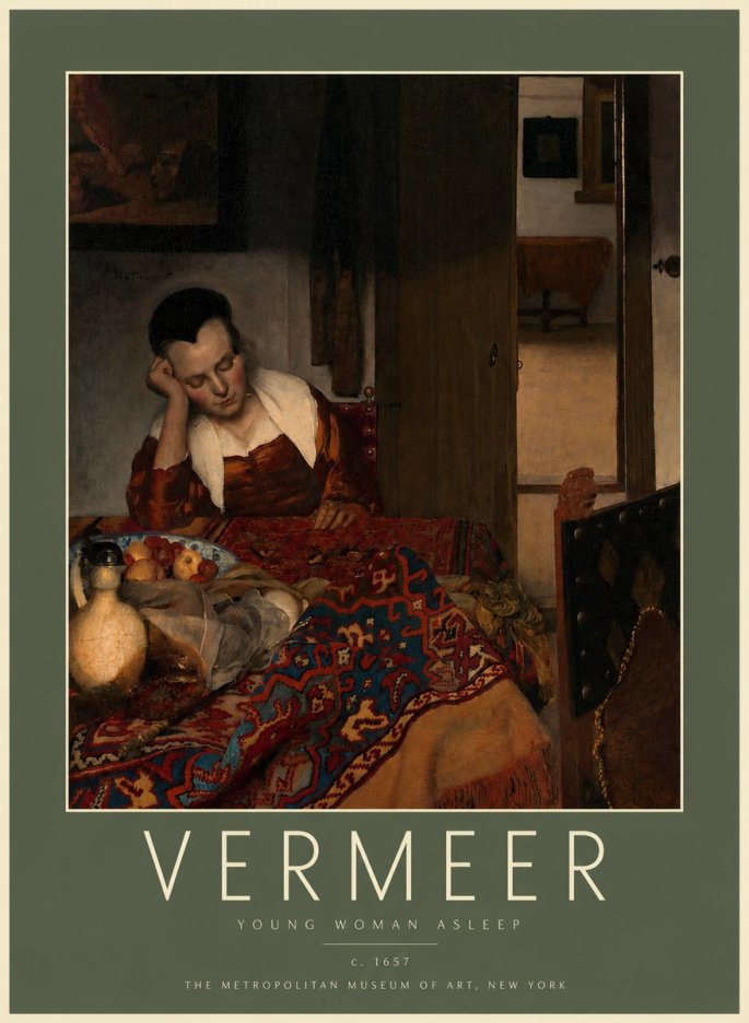 Vermeer Young Woman Asleep No2 - Affiche