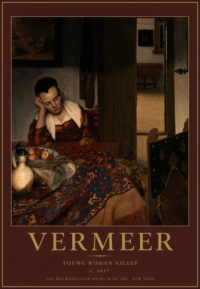 Vermeer Young Woman Asleep No5 - Affiche