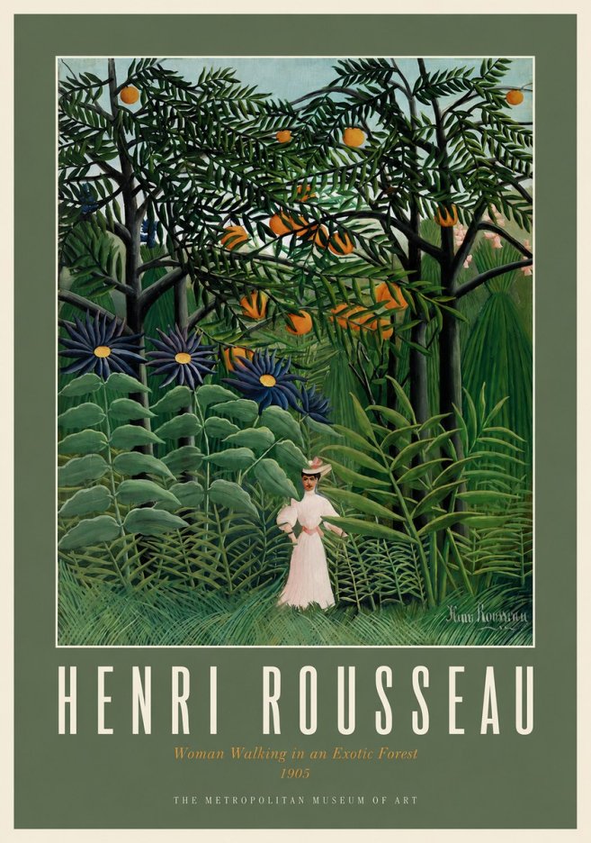 Rousseau Woman Walking in an Exotic Forest No2 - Affiche