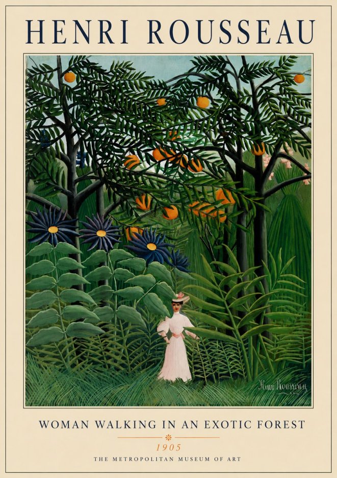 Rousseau Woman Walking in an Exotic Forest No4 - Affiche