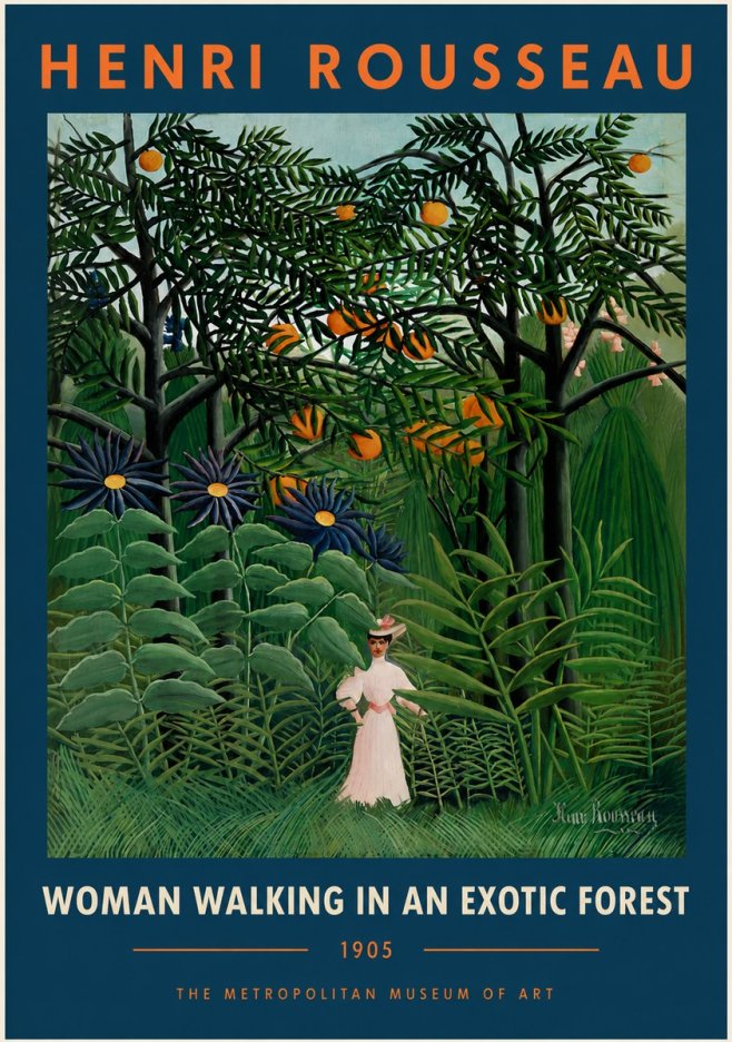 Rousseau Woman Walking in an Exotic Forest No5 - Affiche