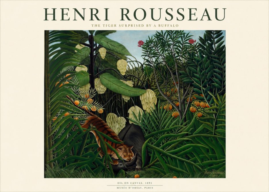 Rousseau The Tiger Surprised by a Buffalo No1 - Affiche