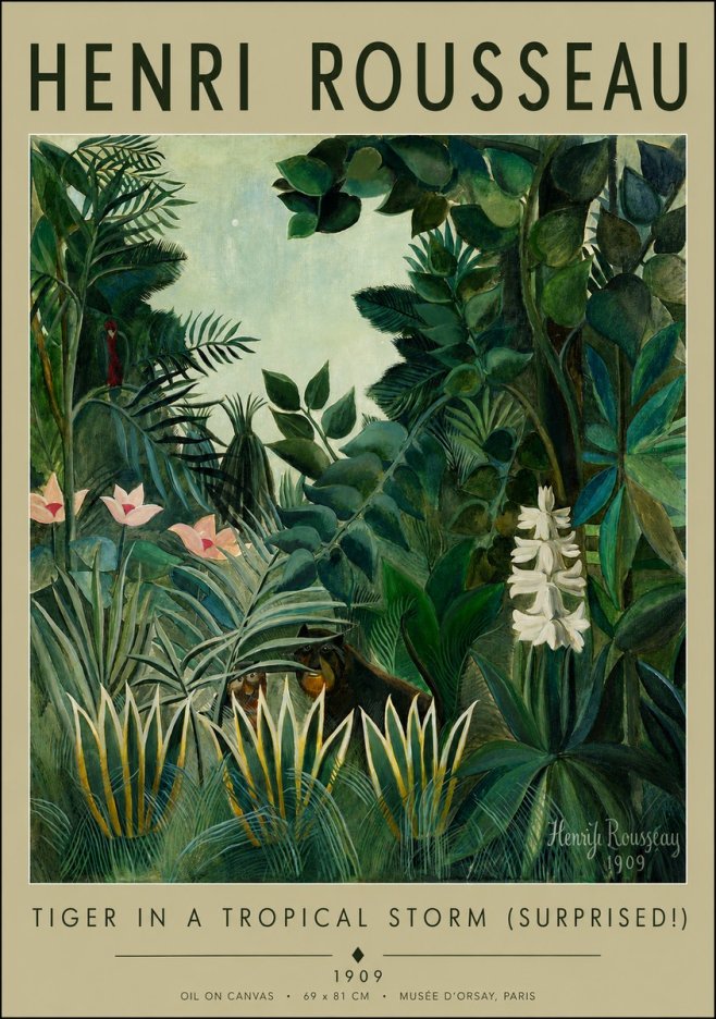Rousseau Tiger in a Tropical Storm (Surprised!) No2 - Affiche