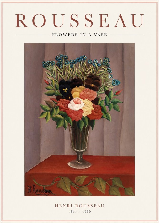 Rousseau Flowers in a Vase No1 - Affiche