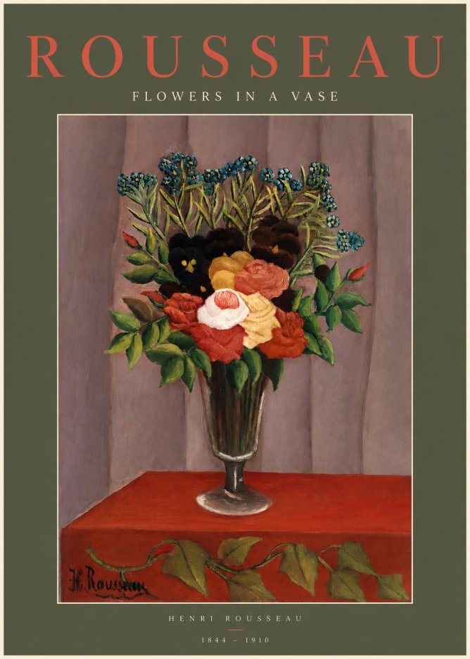 Rousseau Flowers in a Vase No2 - Affiche