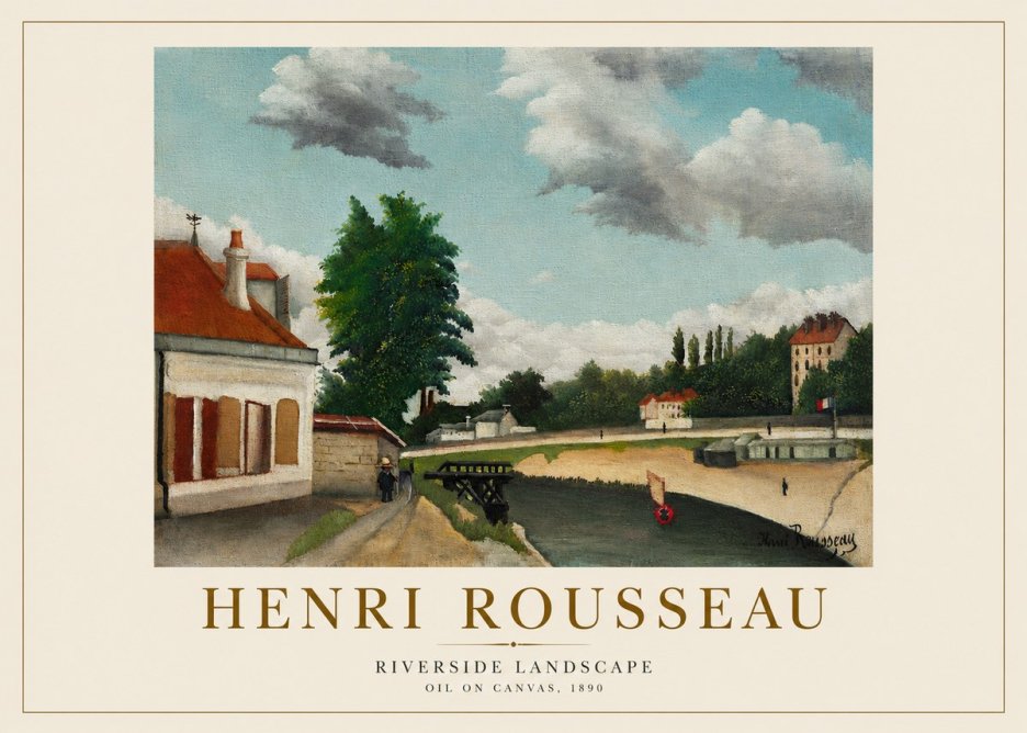 Rousseau Riverside Landscape No5 - Affiche