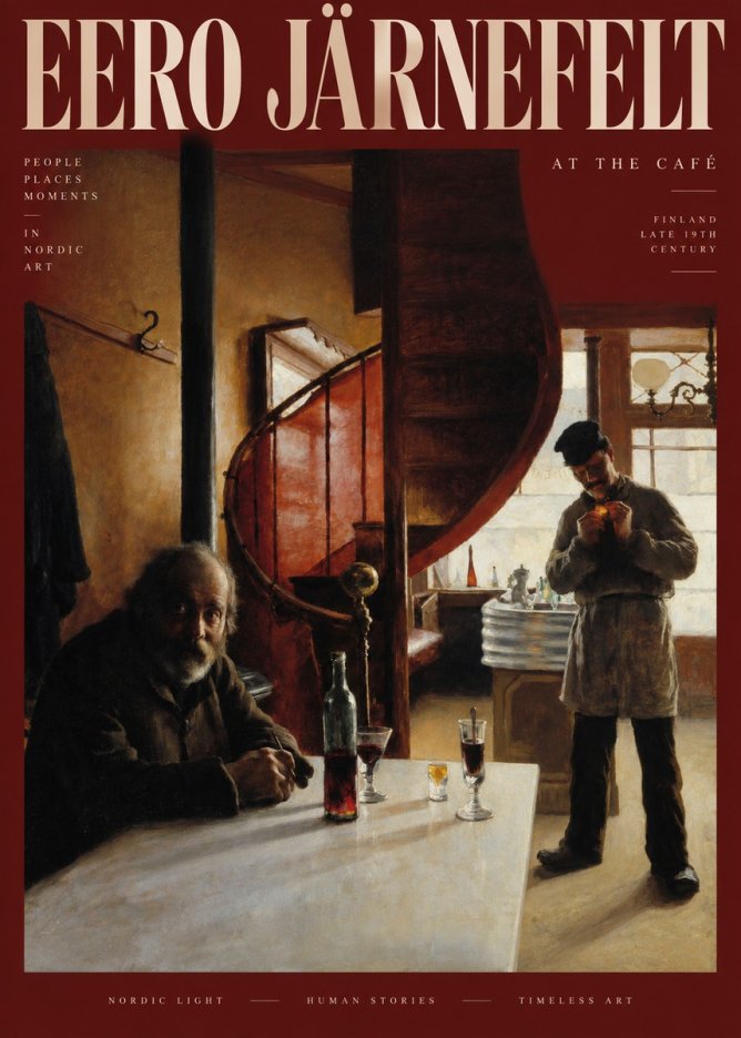 Eero Järnefelt Interior with Two Men No3 - Affiche