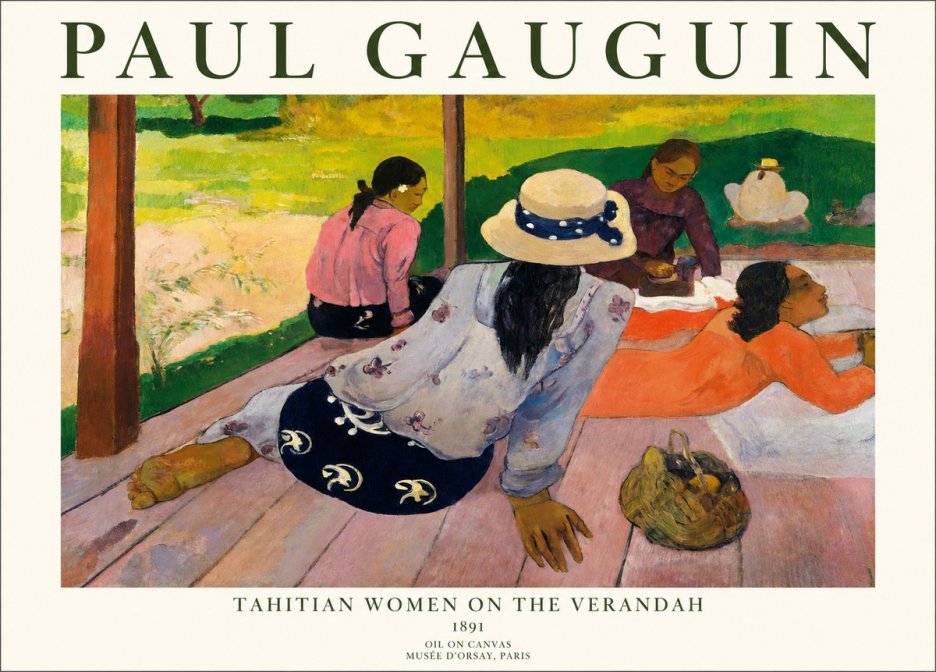 Paul Gauguin Tahitian Women on the Verandah No1 - Affiche