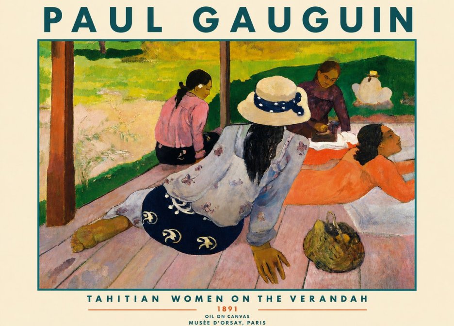 Paul Gauguin Tahitian Women on the Verandah No4 - Affiche