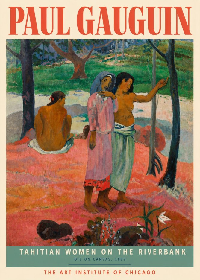 Paul Gauguin Tahitian Women on the Riverbank No3 - Affiche