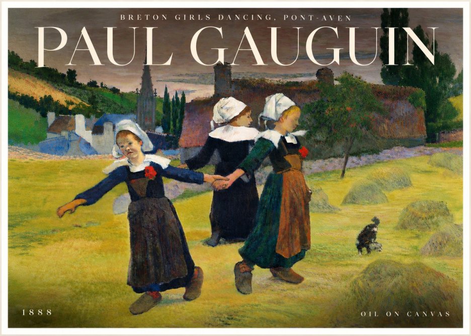 Paul Gauguin Breton Girls Dancing, Pont-aven No6 - Affiche