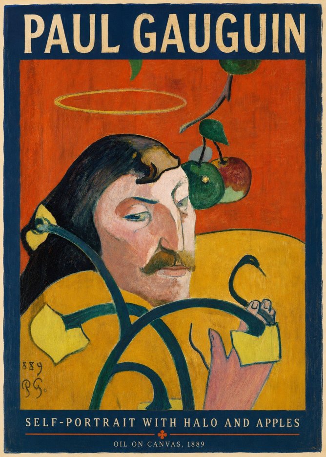 Paul Gauguin Self-portrait with Halo and Apples No4 - Affiche