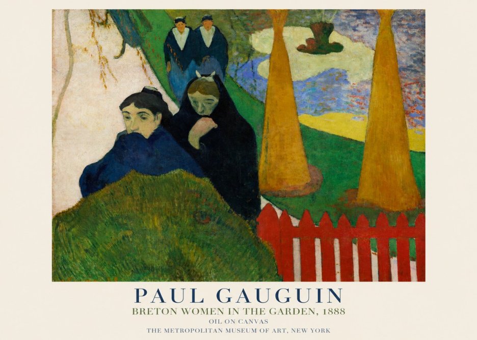 Paul Gauguin Breton Women in the Garden, 1888 No1 - Affiche