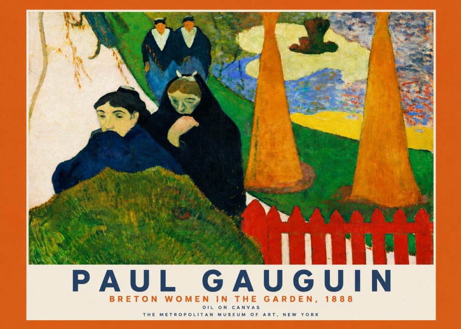 Paul Gauguin Breton Women in the Garden, 1888 No2 - Affiche