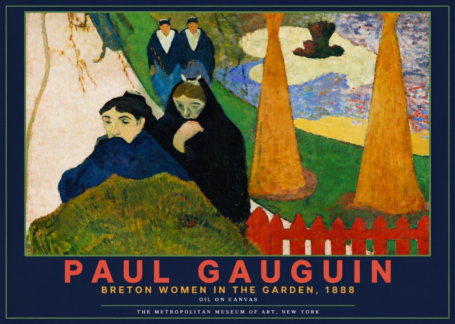 Paul Gauguin Breton Women in the Garden, 1888 No6 - Affiche
