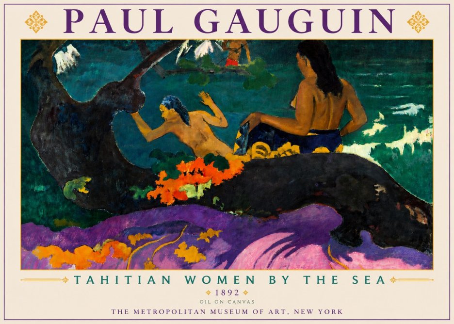 Paul Gauguin Tahitian Women by the Sea No6 - Affiche