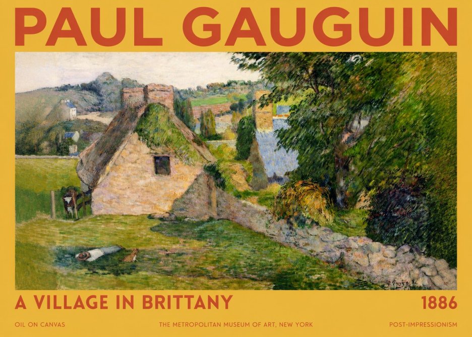 Paul Gauguin A Village in Brittany No2 - Affiche