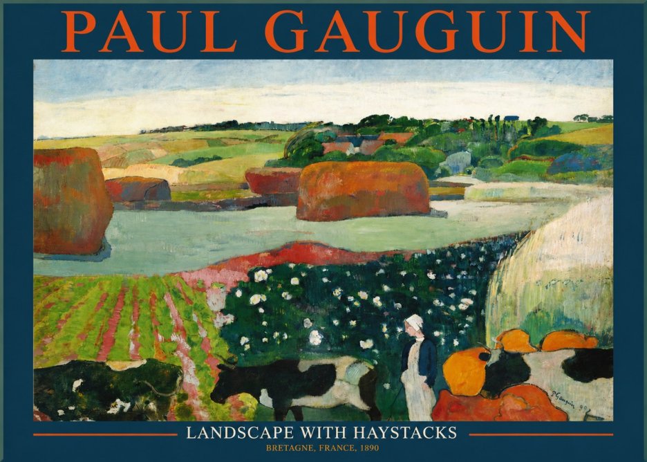 Paul Gauguin Landscape with Haystacks No2 - Affiche