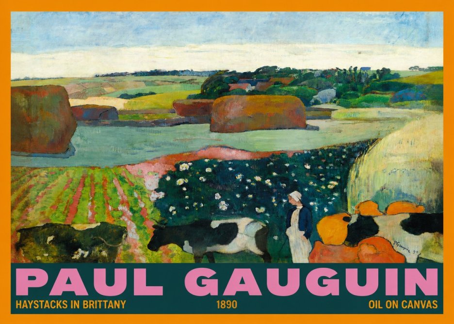 Paul Gauguin Landscape with Haystacks No6 - Affiche