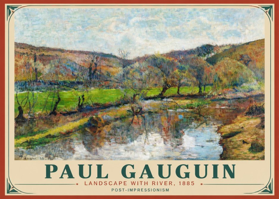 Paul Gauguin Landscape with River, 1885 No4 - Affiche