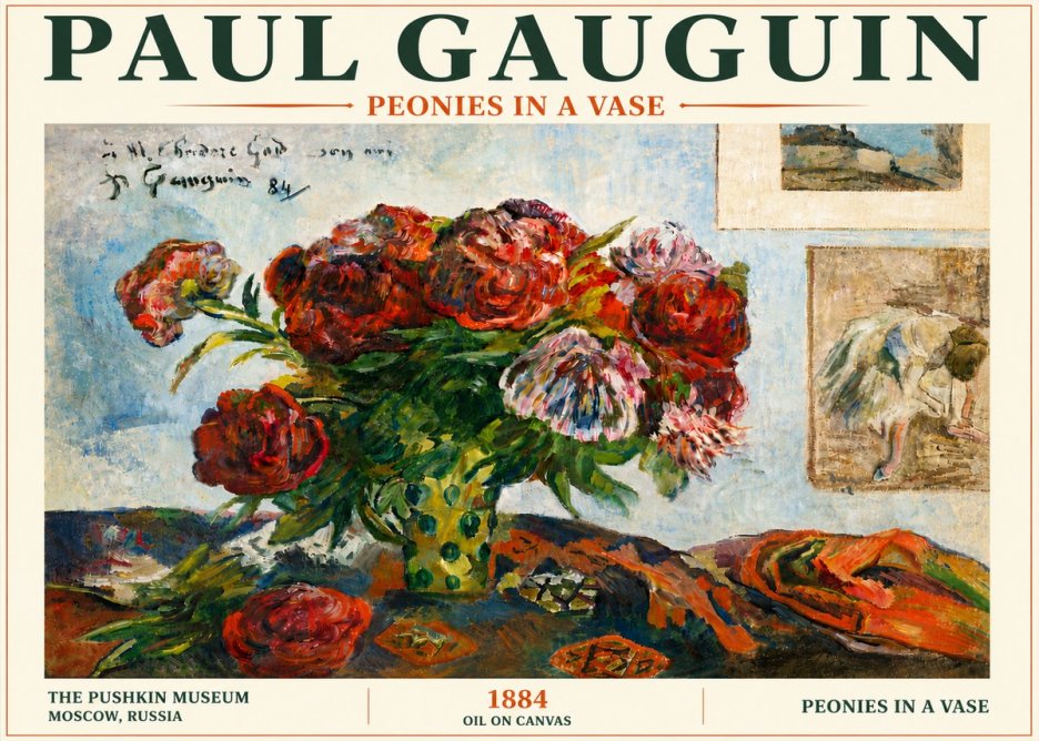 Paul Gauguin Peonies in a Vase No6 - Affiche
