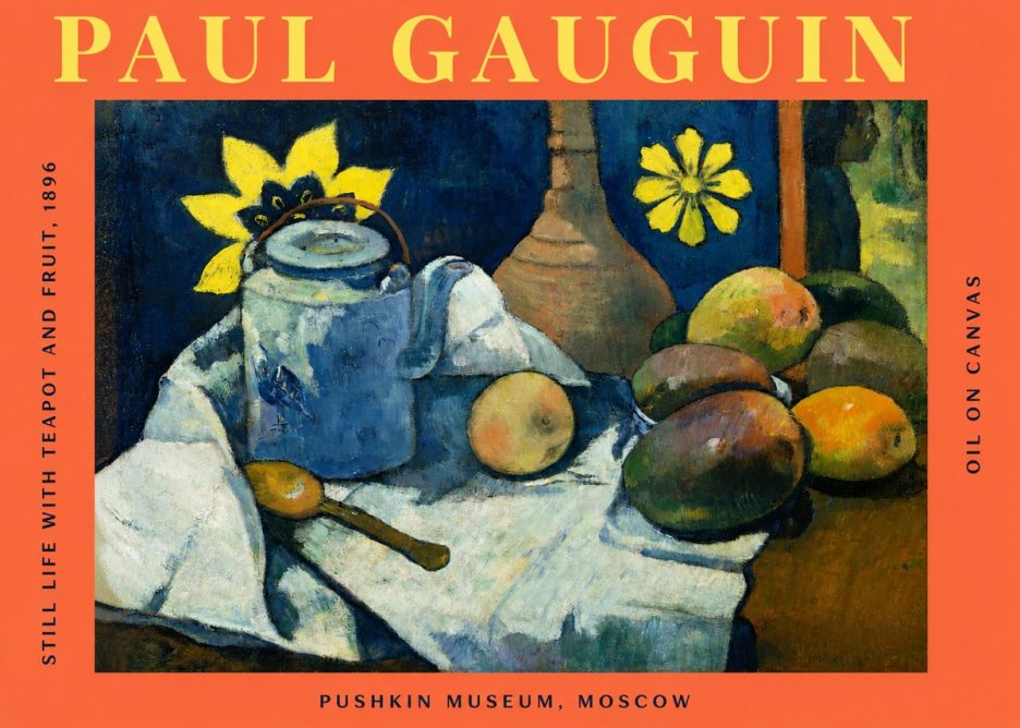 Paul Gauguin Still Life with Teapot and Fruit, 1896 No2 - Affiche