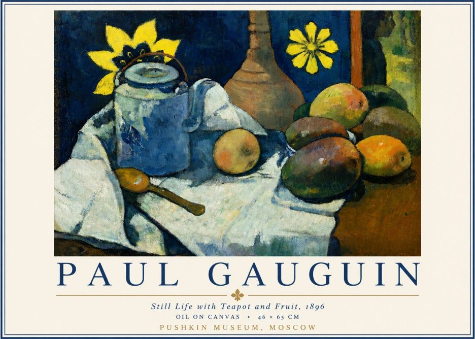 Paul Gauguin Still Life with Teapot and Fruit, 1896 No3 - Affiche
