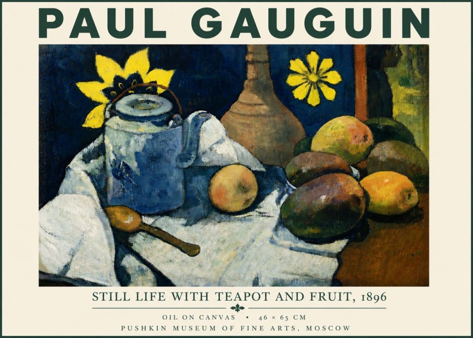 Paul Gauguin Still Life with Teapot and Fruit, 1896 No5 - Affiche