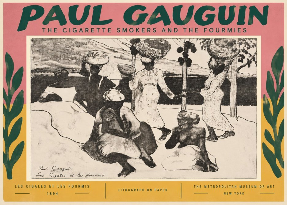 Paul Gauguin The Cigarette Smokers and the Fourmies No6 - Affiche