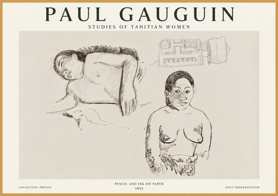 Paul Gauguin Studies of Tahitian Women No1 - Affiche