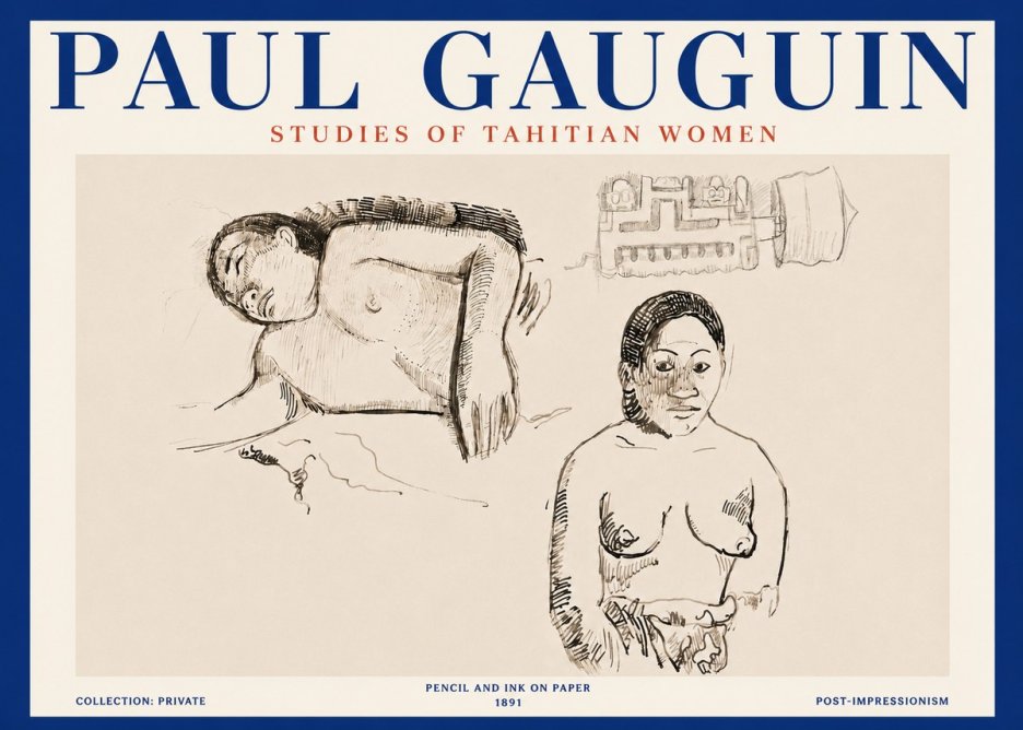 Paul Gauguin Studies of Tahitian Women No4 - Affiche