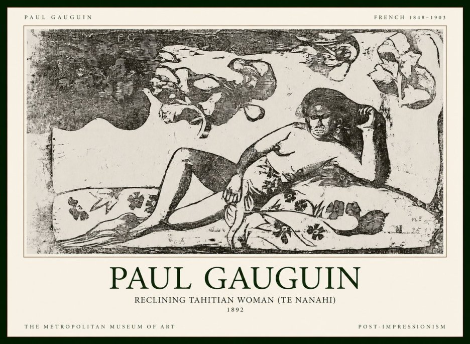 Paul Gauguin Reclining Tahitian Woman (Te Nanahi) No1 - Affiche
