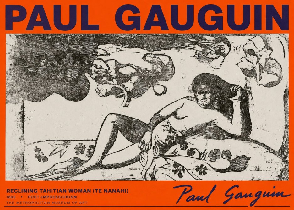 Paul Gauguin Reclining Tahitian Woman (Te Nanahi) No2 - Affiche