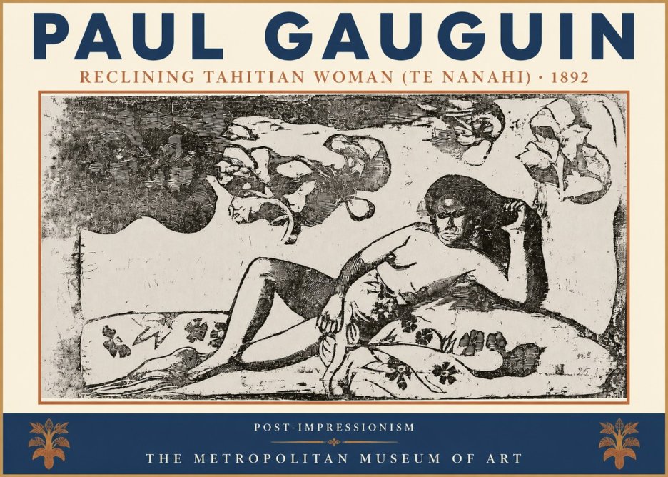 Paul Gauguin Reclining Tahitian Woman (Te Nanahi) No3 - Affiche