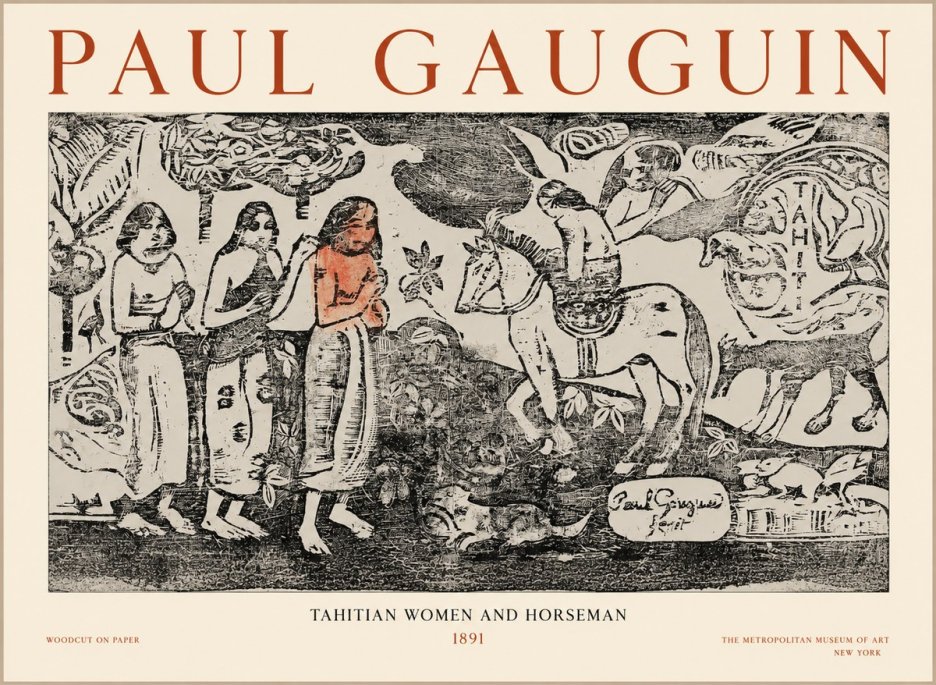 Paul Gauguin Tahitian Women and Horseman No1 - Affiche
