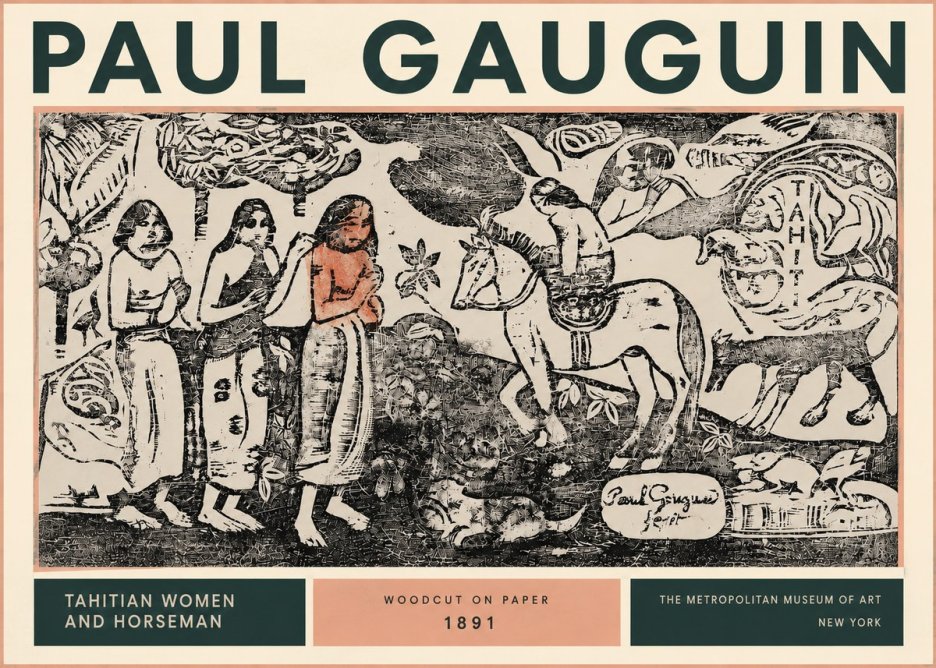 Paul Gauguin Tahitian Women and Horseman No4 - Affiche