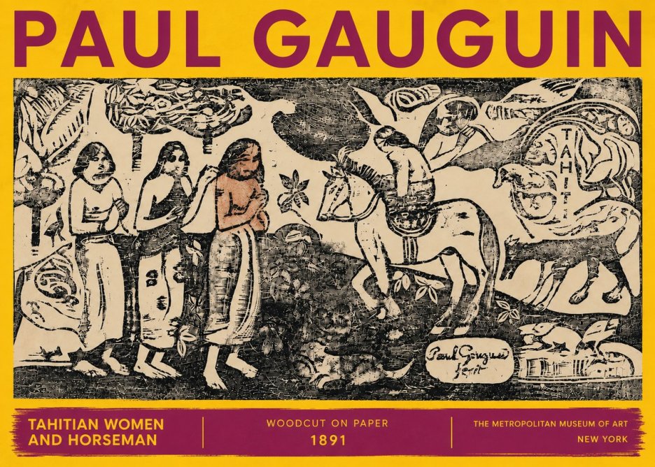 Paul Gauguin Tahitian Women and Horseman No6 - Affiche