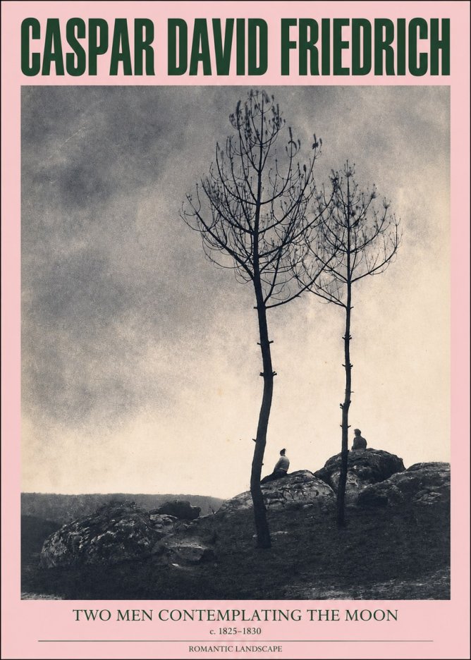 Caspar David Friedrich Two Men Contemplating the Moon III No2 - Affiche