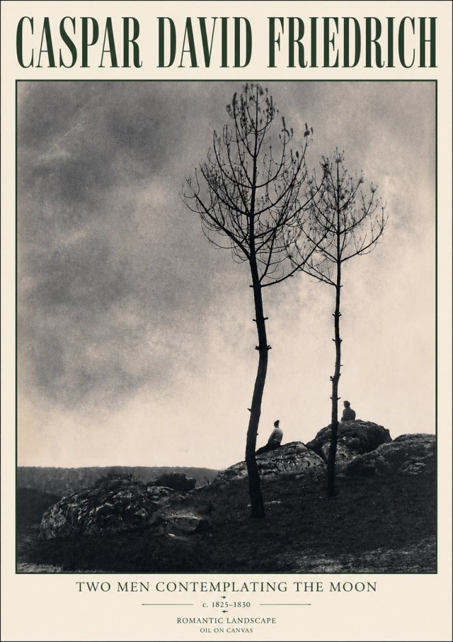 Caspar David Friedrich Two Men Contemplating the Moon III No6 - Affiche