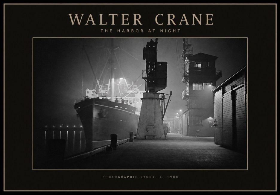 Walter Crane The Harbor at Night No1 - Affiche