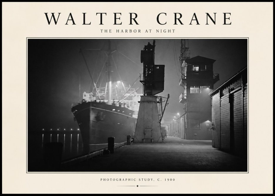 Walter Crane The Harbor at Night No2 - Affiche