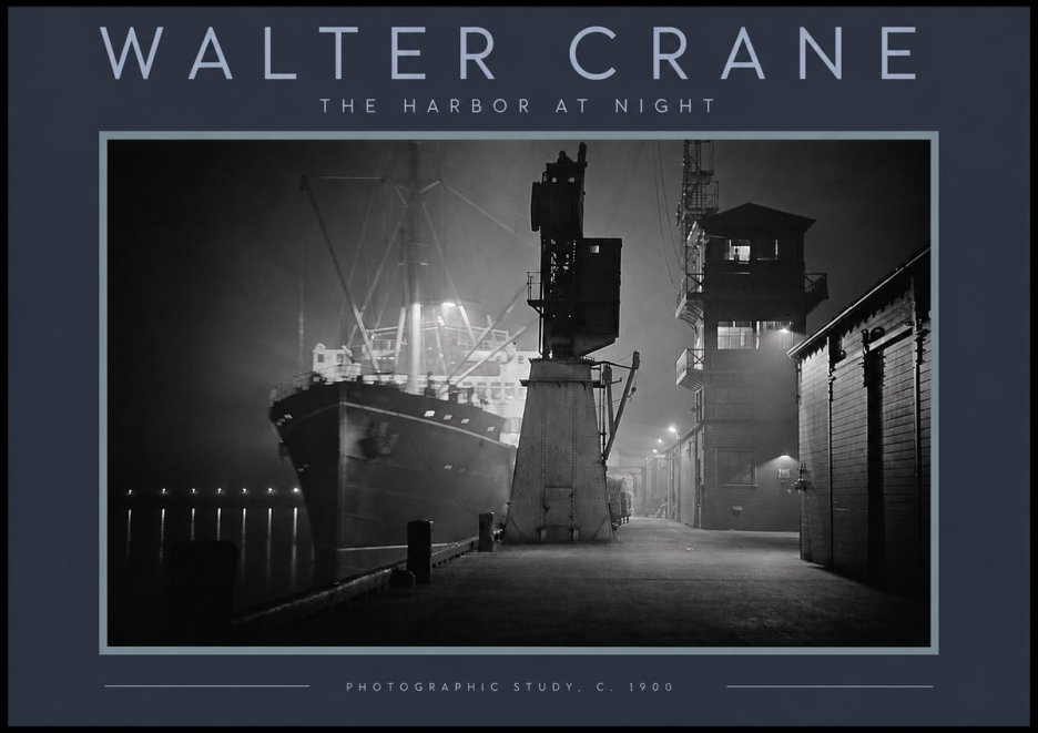 Walter Crane The Harbor at Night No3 - Affiche
