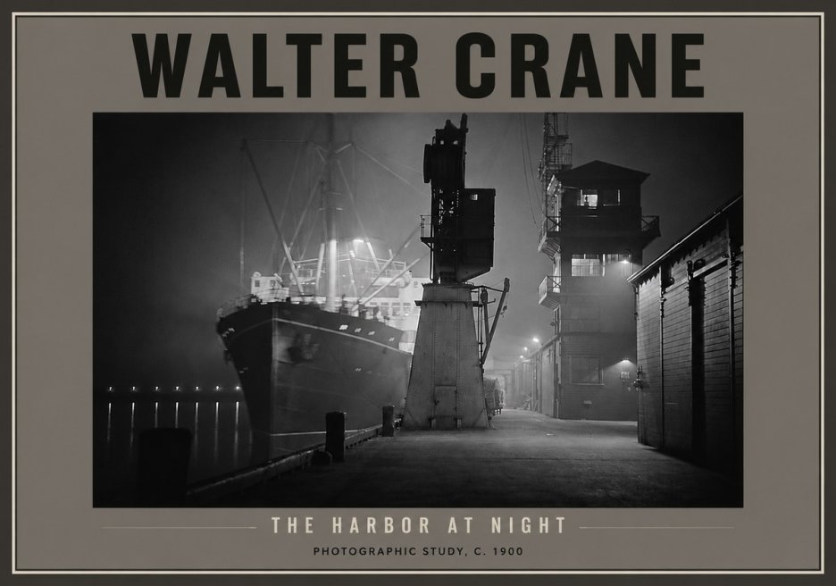 Walter Crane The Harbor at Night No4 - Affiche