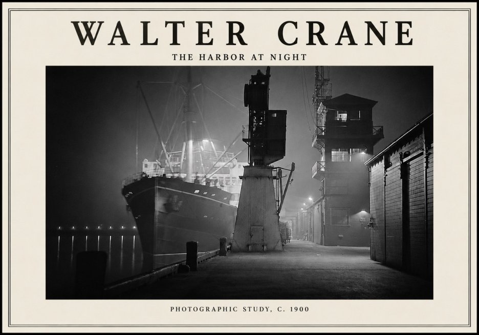 Walter Crane The Harbor at Night No5 - Affiche
