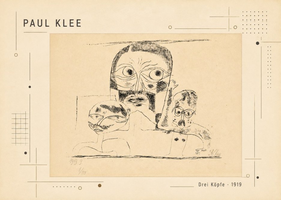 Paul Klee Drei Köpfe No2 - Affiche