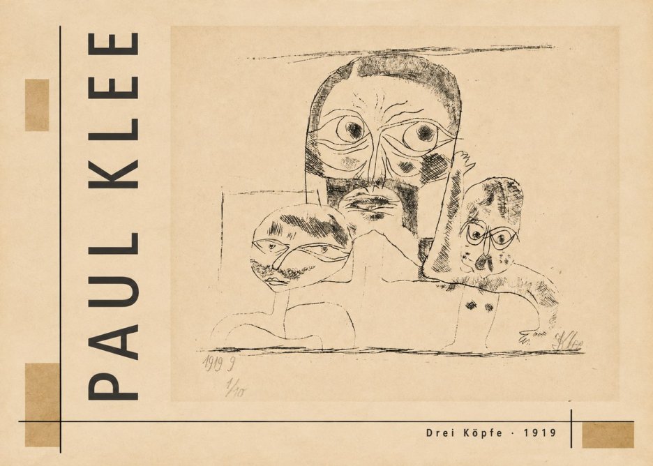 Paul Klee Drei Köpfe No4 - Affiche
