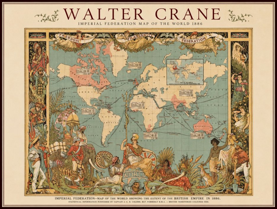 Walter Crane Imperial Federation Map of the World 1886 No1 - Affiche