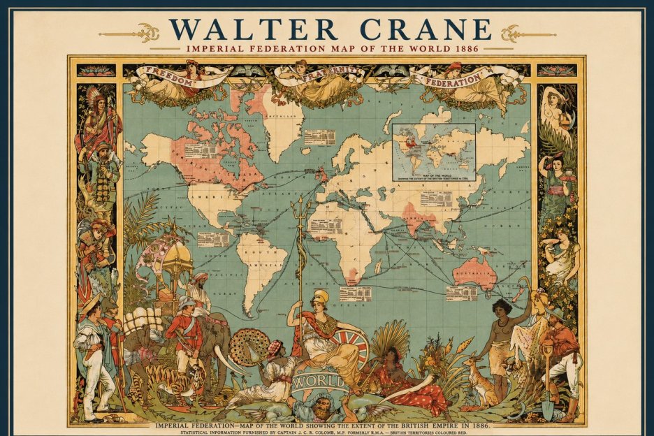 Walter Crane Imperial Federation Map of the World 1886 No2 - Affiche